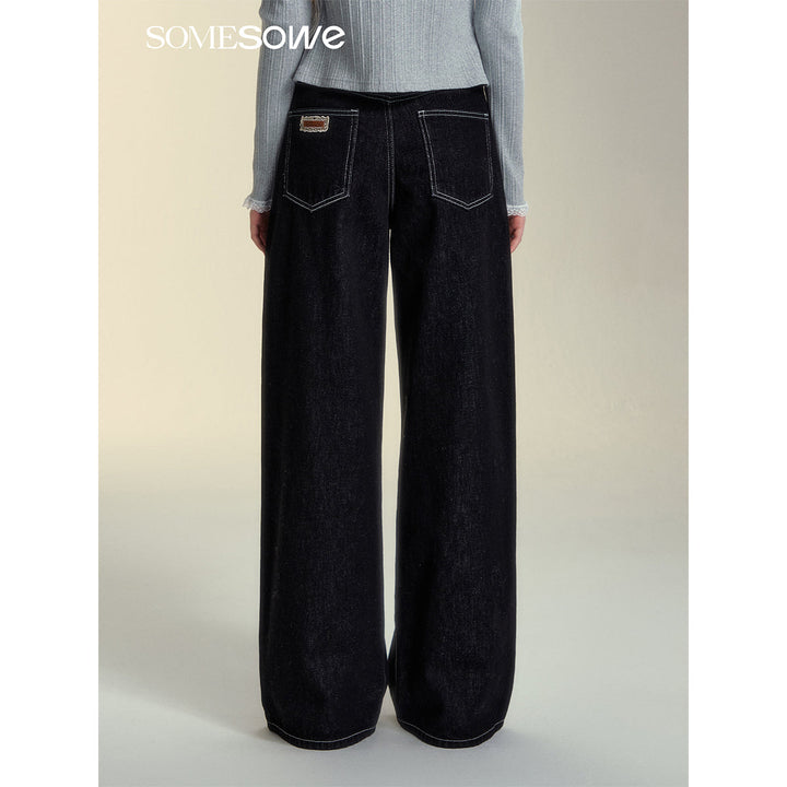 SomeSowe Pearl Wide-Leg Denim Pants Black