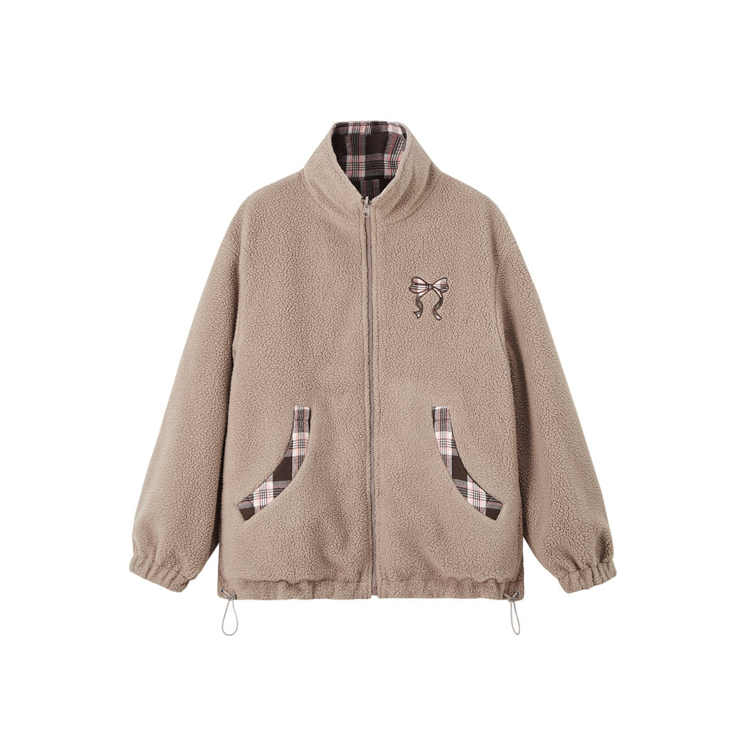 SomeSowe Reversible Plaid Fleece Jacket Brown