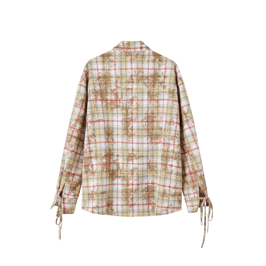 SomeSowe Plaid Stringy Selvedge Zip Up Shirt Yellow