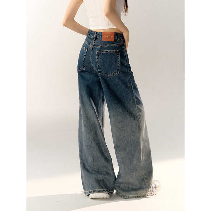 AsGony Retro Gradient High Waist Wide-Leg Jeans