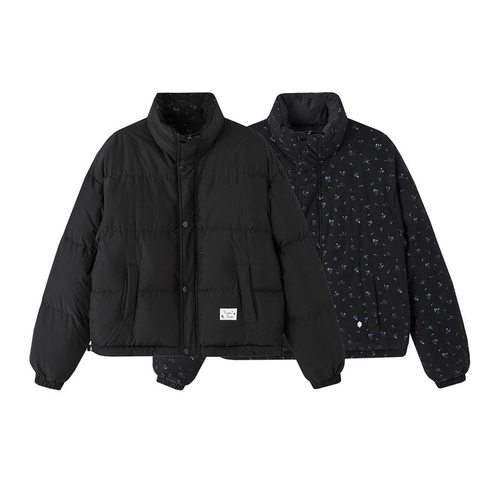 SomeSowe Lace Patchwork Reversible Down Jacket Black