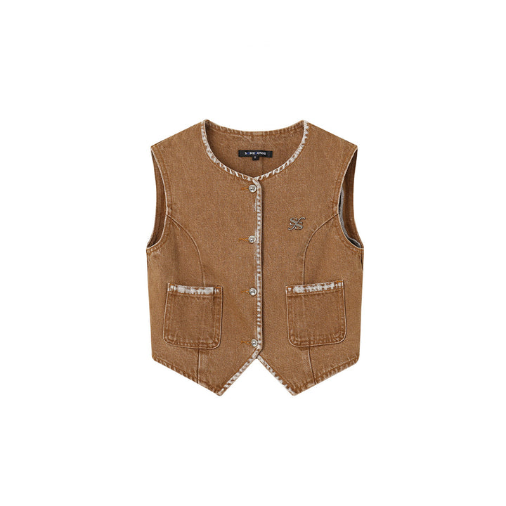 SomeSowe Metal Logo Washed Vest Top Khaki - Mores Studio