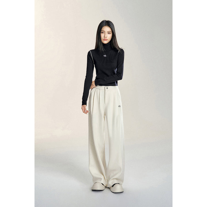 MacyMccoy Chenille Draped Wide-Leg Pants White