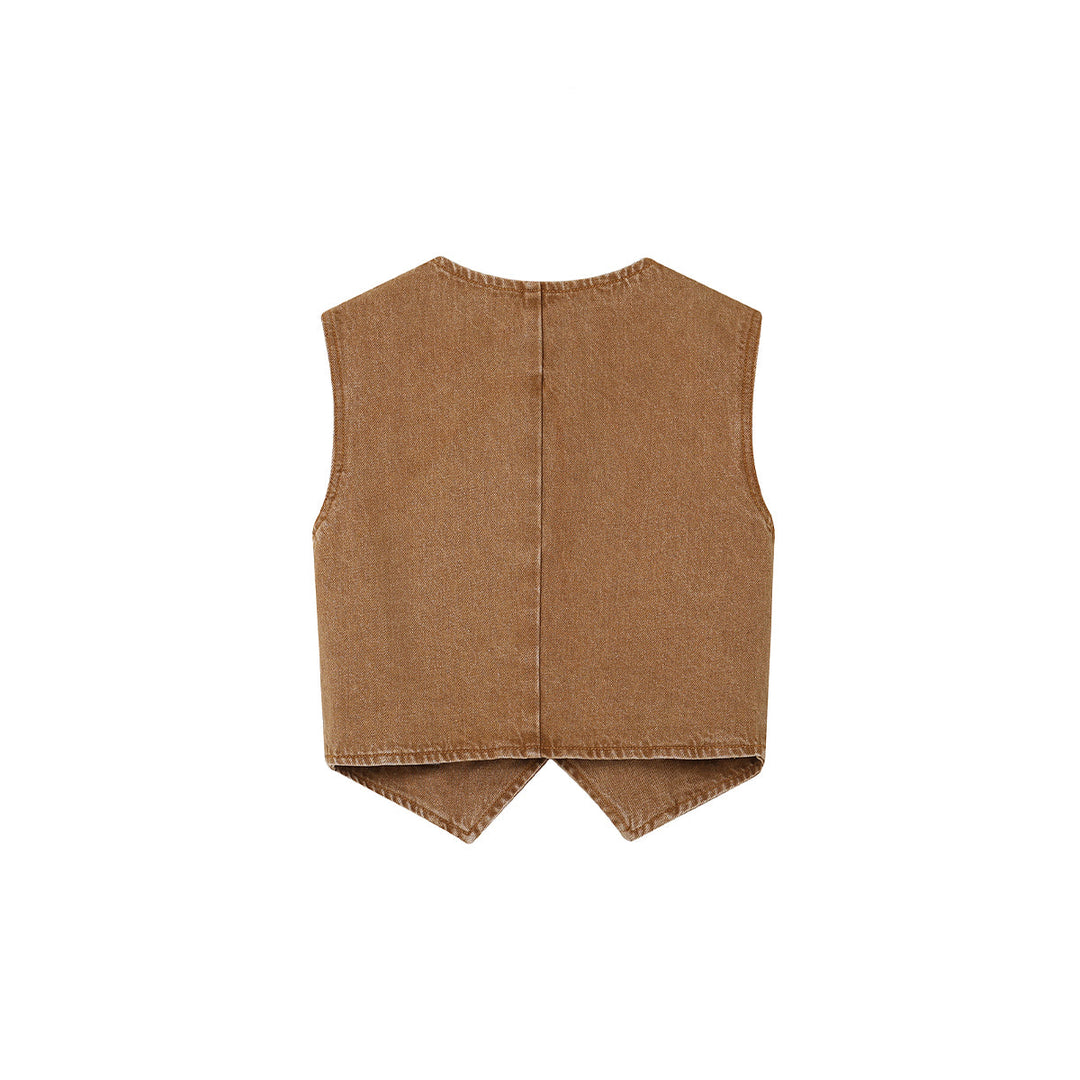 SomeSowe Metal Logo Washed Vest Top Khaki - Mores Studio