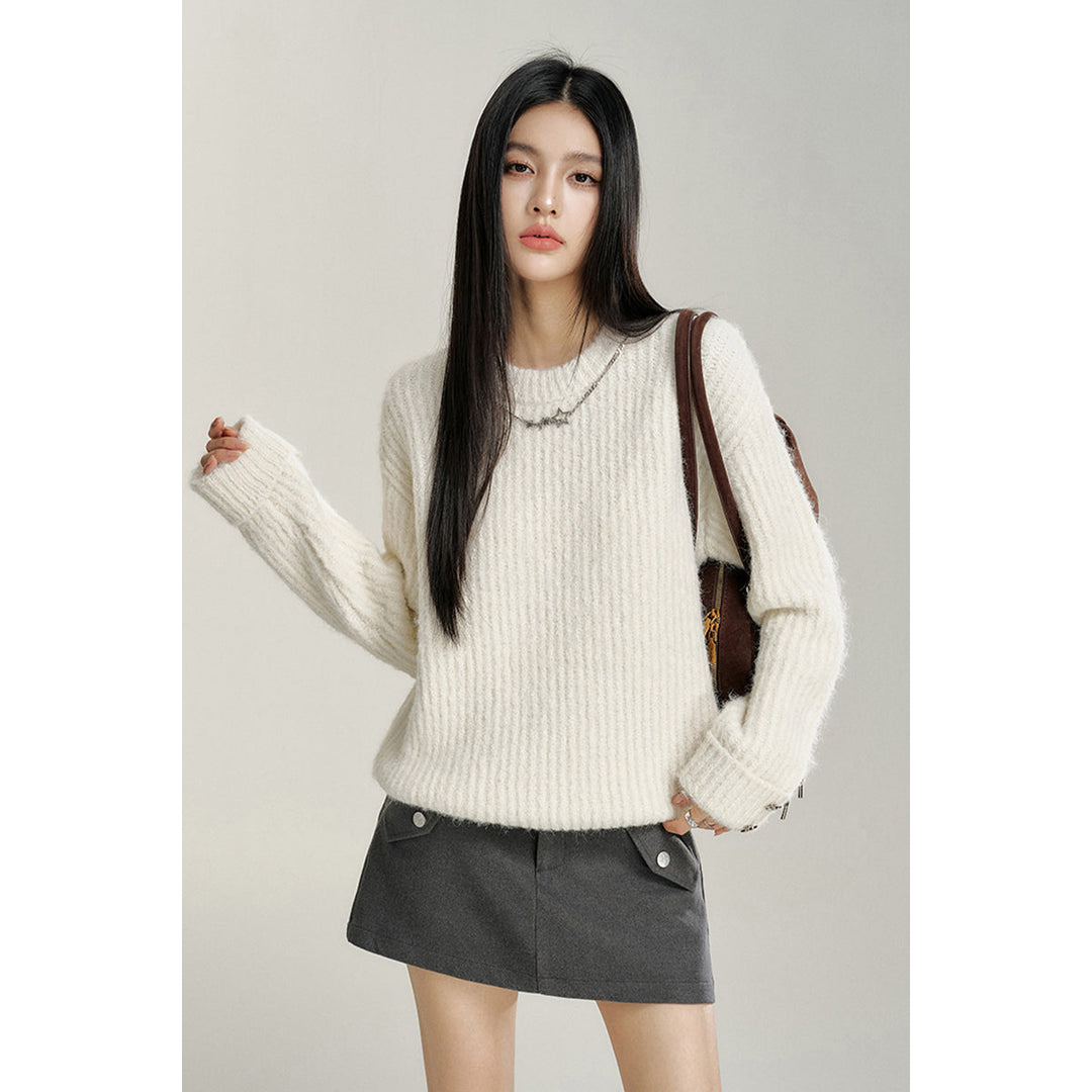 MacyMccoy Chain Loose Knit Sweater White