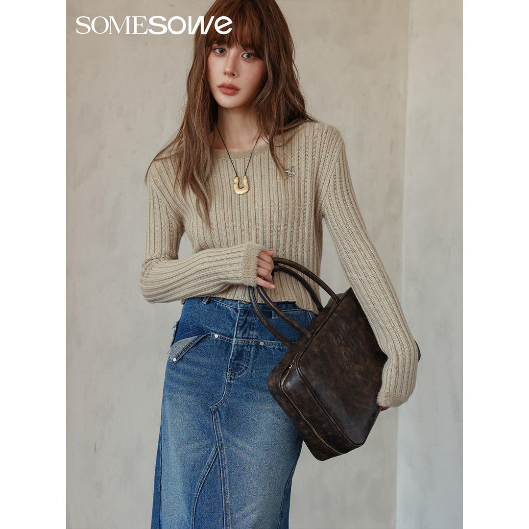 SomeSowe Metal Logo Striped Fleeced Cuff Top - Mores Studio