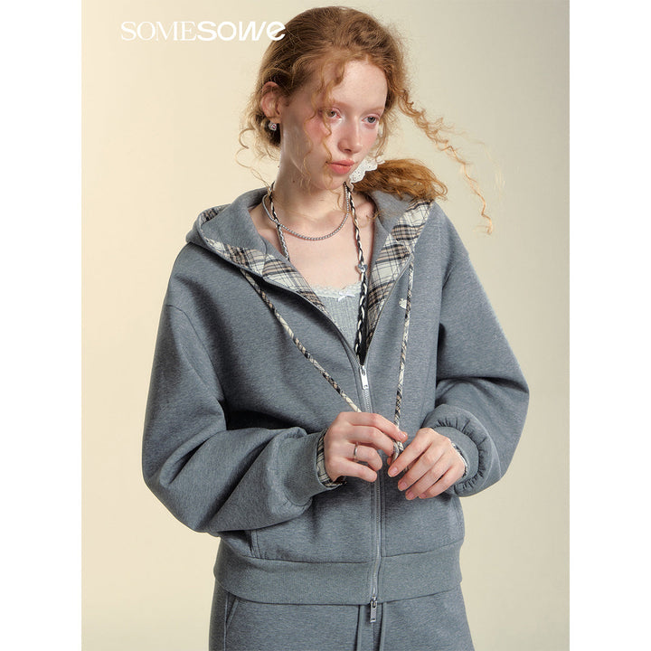 SomeSowe Fleece-Lined Hooded Top Jacket Gray