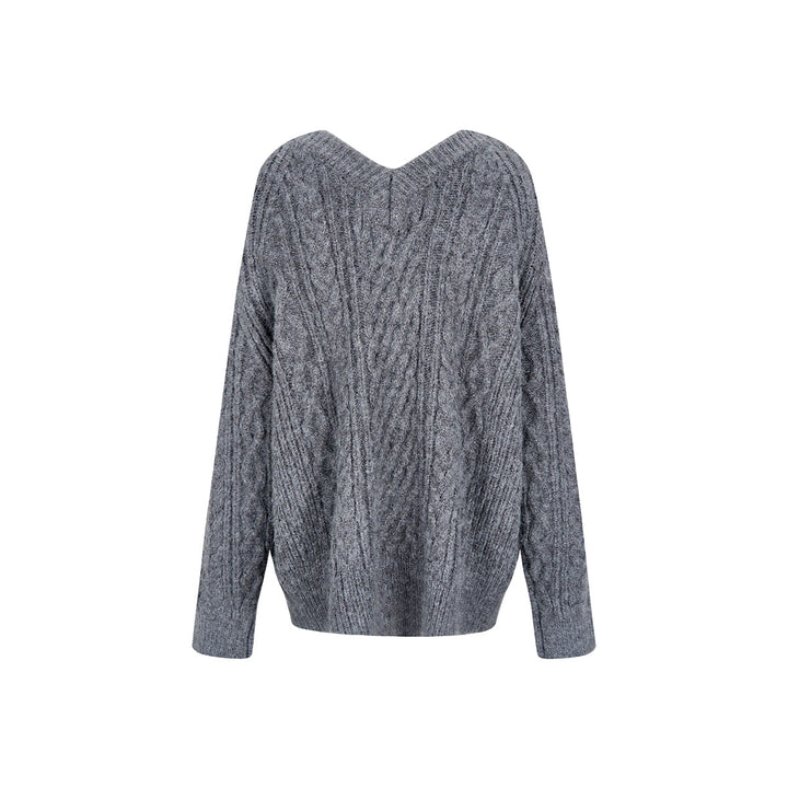 Via Pitti Two-Way Twist Knit Woollen Cardigan Grey - Mores Studio