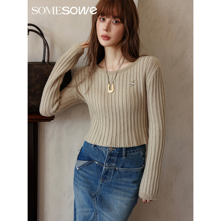 SomeSowe Metal Logo Striped Fleeced Cuff Top - Mores Studio