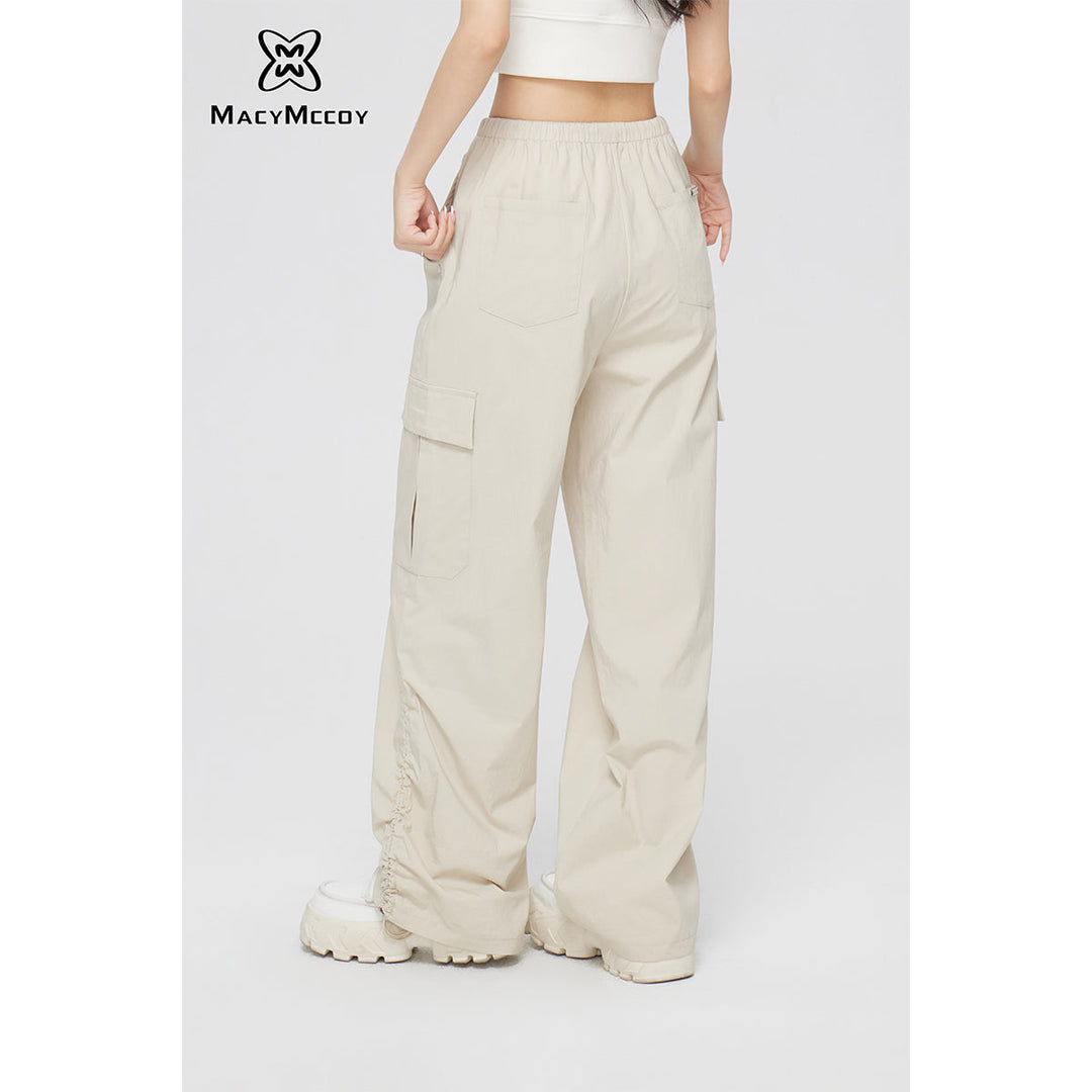 MacyMccoy Ruched Wide-Leg Cargo Pants Khaki