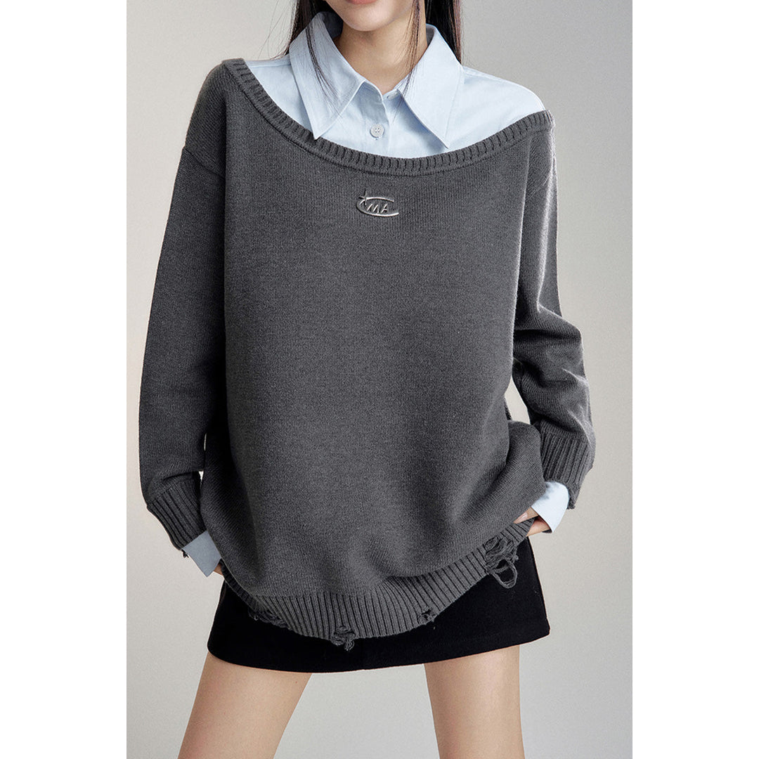 MacyMccoy Shirt Patchwork Irregular Silhouette Sweater