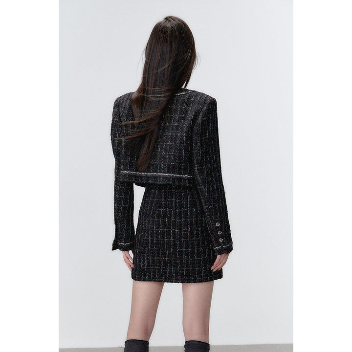 Via Pitti Bow Chain Splice Dress & Tweed Jacket Set - Mores Studio