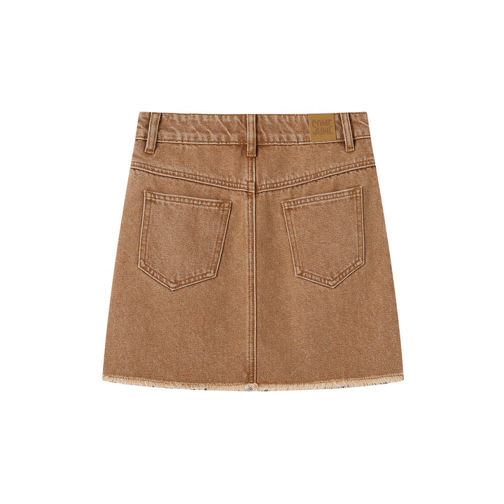 SomeSowe Destroyed Denim Skirt Brown