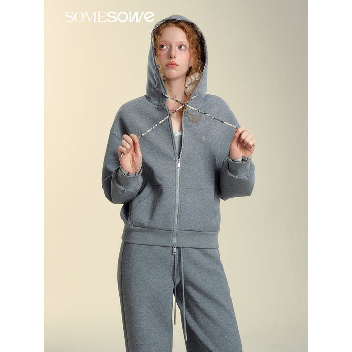 SomeSowe Fleece-Lined Hooded Top Jacket Gray