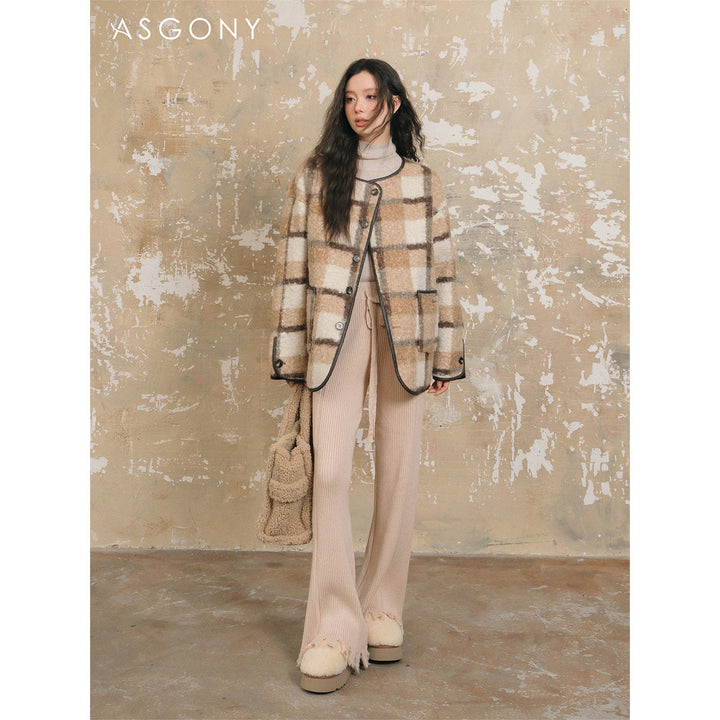 AsGony Cozy Destroy Edge Knit Oversized Pants - Mores Studio