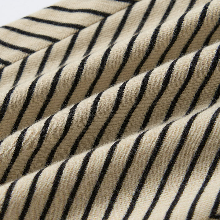 Via Pitti Striped Versatile Slim Top Khaki