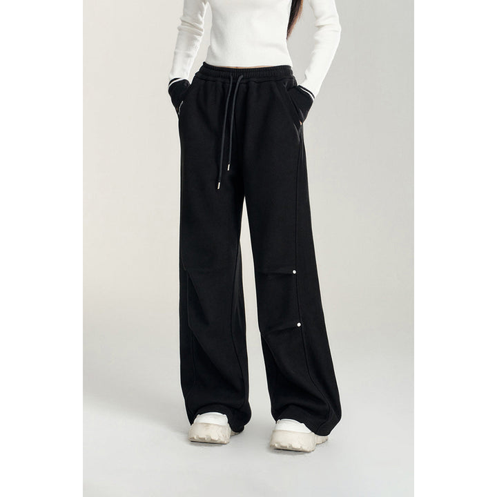 MacyMccoy Wrinkle Wide-Leg Fleece-Lined Pants Black