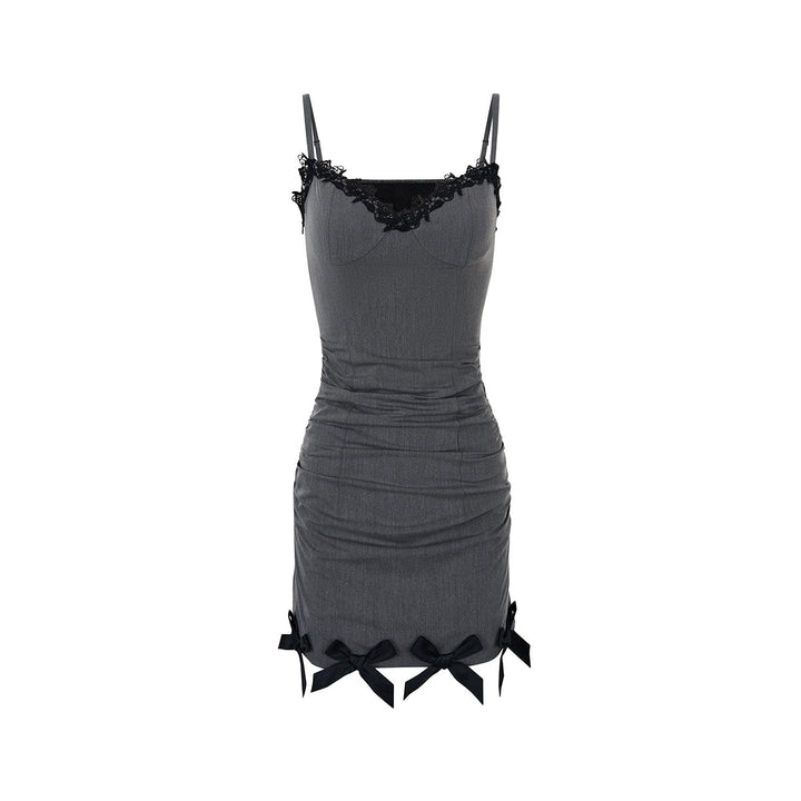 Via Pitti Bow Lace Slip Vest Dress