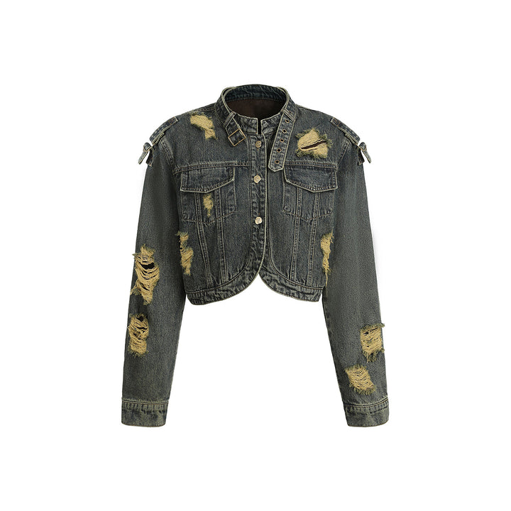 Via Pitti Destroyed Washed Denim Jacket - Mores Studio